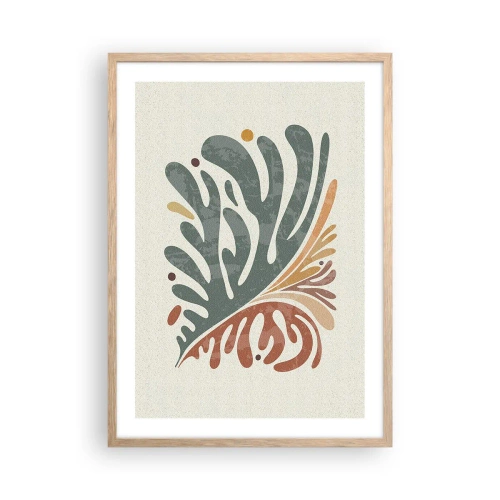 Poster in einem Rahmen aus heller Eiche - Mehrfarbiges Blatt - 50x70 cm