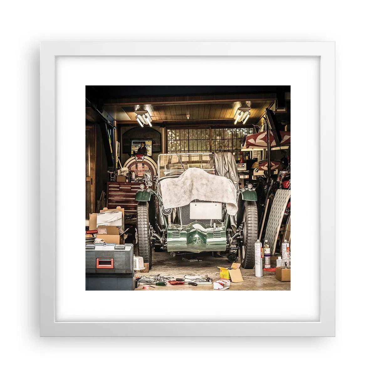 Poster in einem weißen Rahmen - Zurück in die Vergangenheit - 30x30 cm