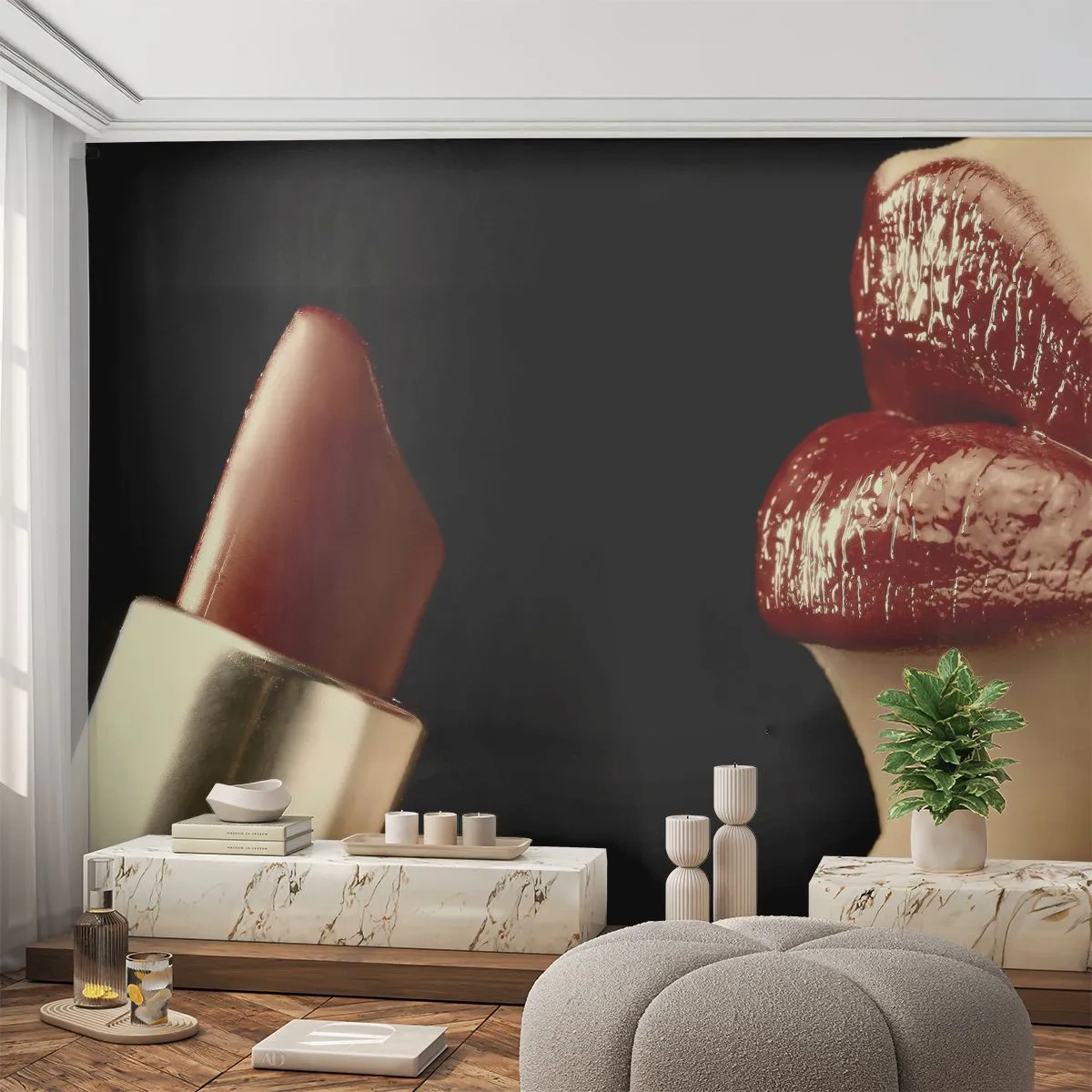 Fototapete Premium Canvas - Sinnlichkeit und Brillanz von Karmin - Menschen, Frau, Bilden - 250x175 cm