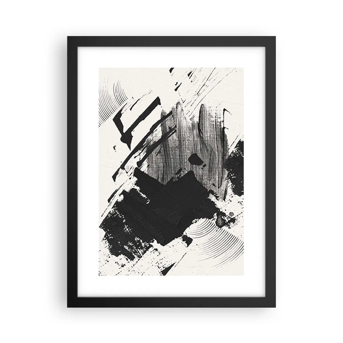 Poster in einem schwarzem Rahmen - Abstraktion – Ausdruck von Schwarz - 30x40 cm