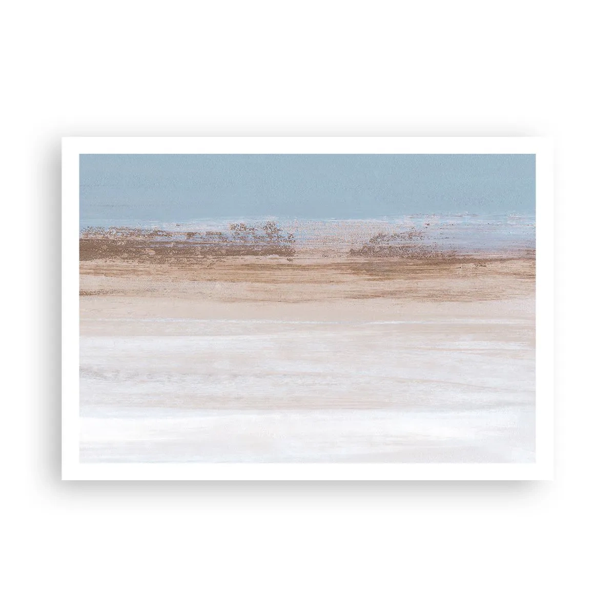 Poster - Eine subtile Landschaft in Pastelltönen von Blau und Beige - 100x70cm - Mehrdeutige Landschaft - Moderne Wanddekoration für Wohnzimmer und Schlafzimmer ARTTOR