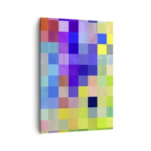 Bild auf Leinwand - Leinwandbild - Ein buntes Mosaik aus Quadraten in verschiedenen Farben - 50x70cm - Alle anderen, alle gleich - Moderne Wanddekoration für Wohnzimmer und Schlafzimmer ARTTOR