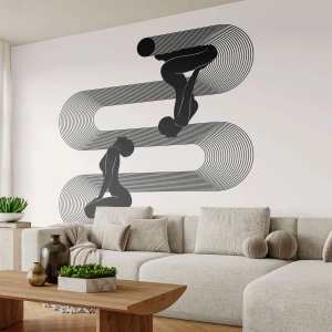 Fototapete Standard Eco - Schwarz-Weiß-Grafik einer weiblichen Silhouette in Symmetrie - 100x70cm - Sinnliche Symmetrie - Moderne Wanddekoration für Wohnzimmer und Schlafzimmer ARTTOR