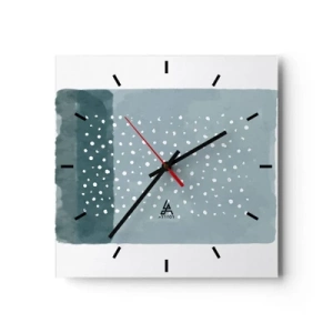 Wanduhr - Glasuhr - Ein minimalistisches Gemälde in Blautönen mit Punkten - 30x30cm - Auf Blau gewachsen - Moderne Wanddekoration für Wohnzimmer und Schlafzimmer ARTTOR