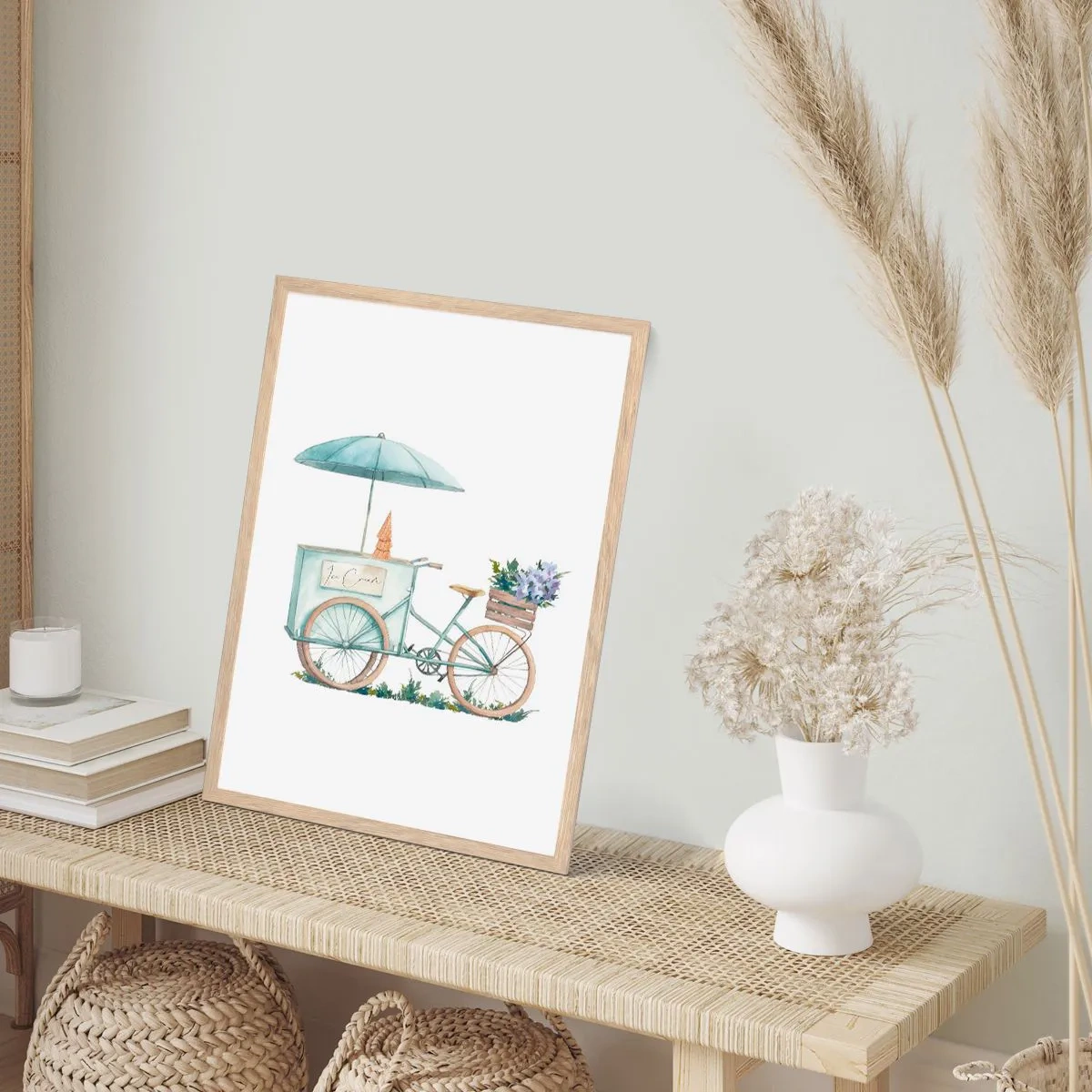 Poster in einem Rahmen aus heller Eiche - Süße Erinnerung an den Sommer - 61x91 cm
