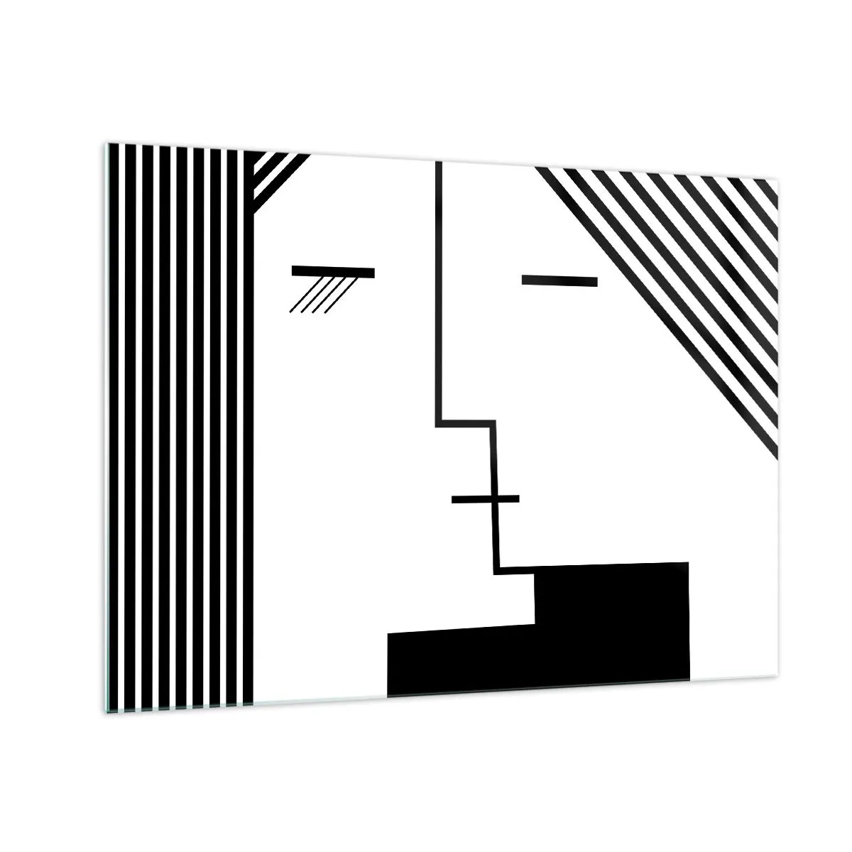 Glasbild - Bild auf glas - Eine grafische Interpretation eines Kusses im minimalistischen Stil - 70x50cm - Einfach ein Kuss - Moderne Wanddekoration für Wohnzimmer und Schlafzimmer ARTTOR