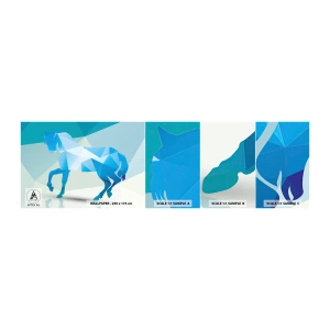 Fototapeten Muster Selbstklebend Deluxe Sticker - Geometrisches Pferd in Türkis - Tiere, Pferd, Geometrische Figur - 100x30 cm