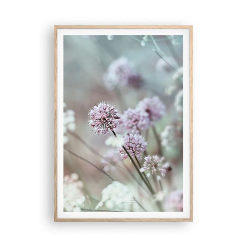 Poster in einem Rahmen aus heller Eiche - Süße filigrane Kräuter - 70x100 cm