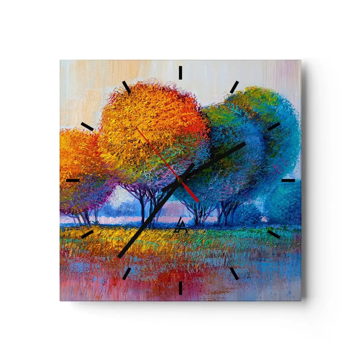 Wanduhr - Glasuhr - Ein Haufen leuchtender Farben - 40x40 cm