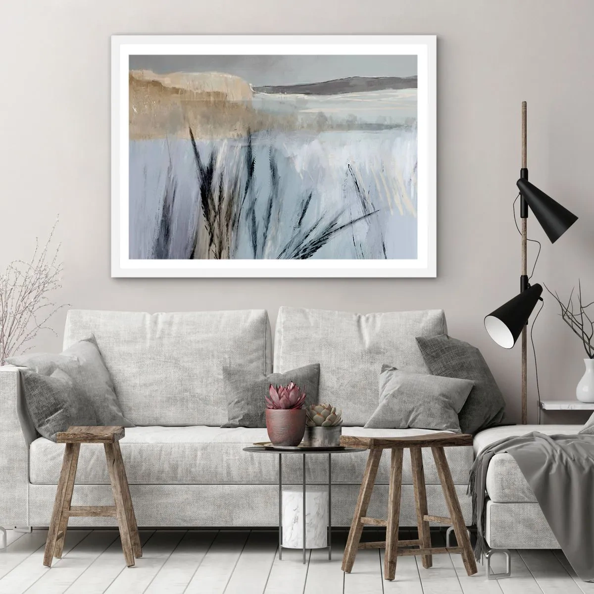 Poster in einem weißen Rahmen - Winterfelder - 50x40 cm