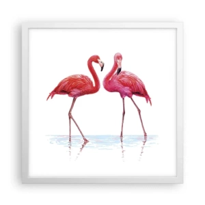 Poster in einem weißen Rahmen - Rosa randez-vous - 40x40 cm