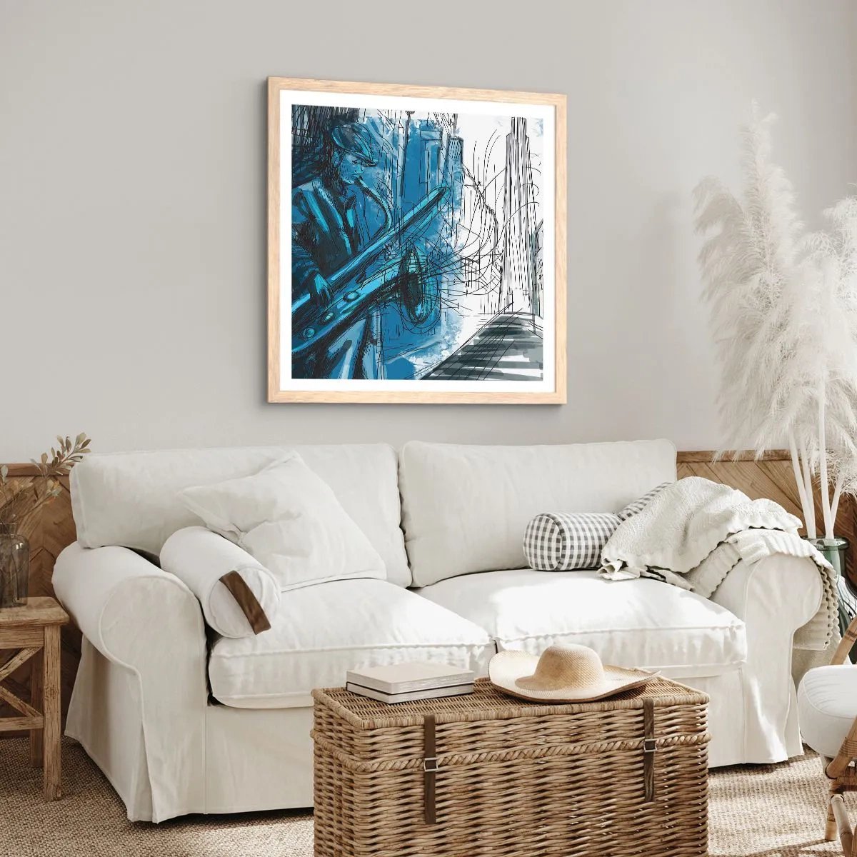 Poster in einem Rahmen aus heller Eiche - Urbane Rhapsodie - 40x40 cm
