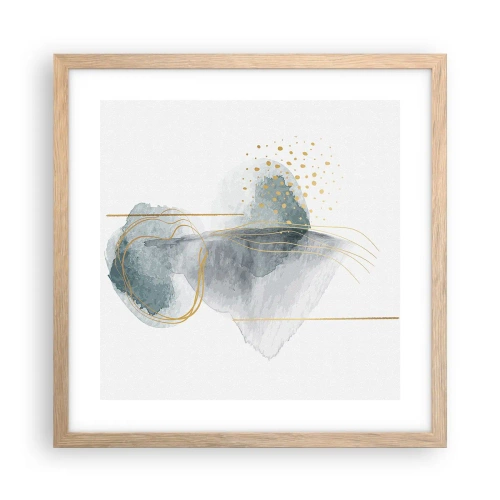 Poster in einem Rahmen aus heller Eiche - Über das Verhältnis von Grau und Gold - 40x40 cm