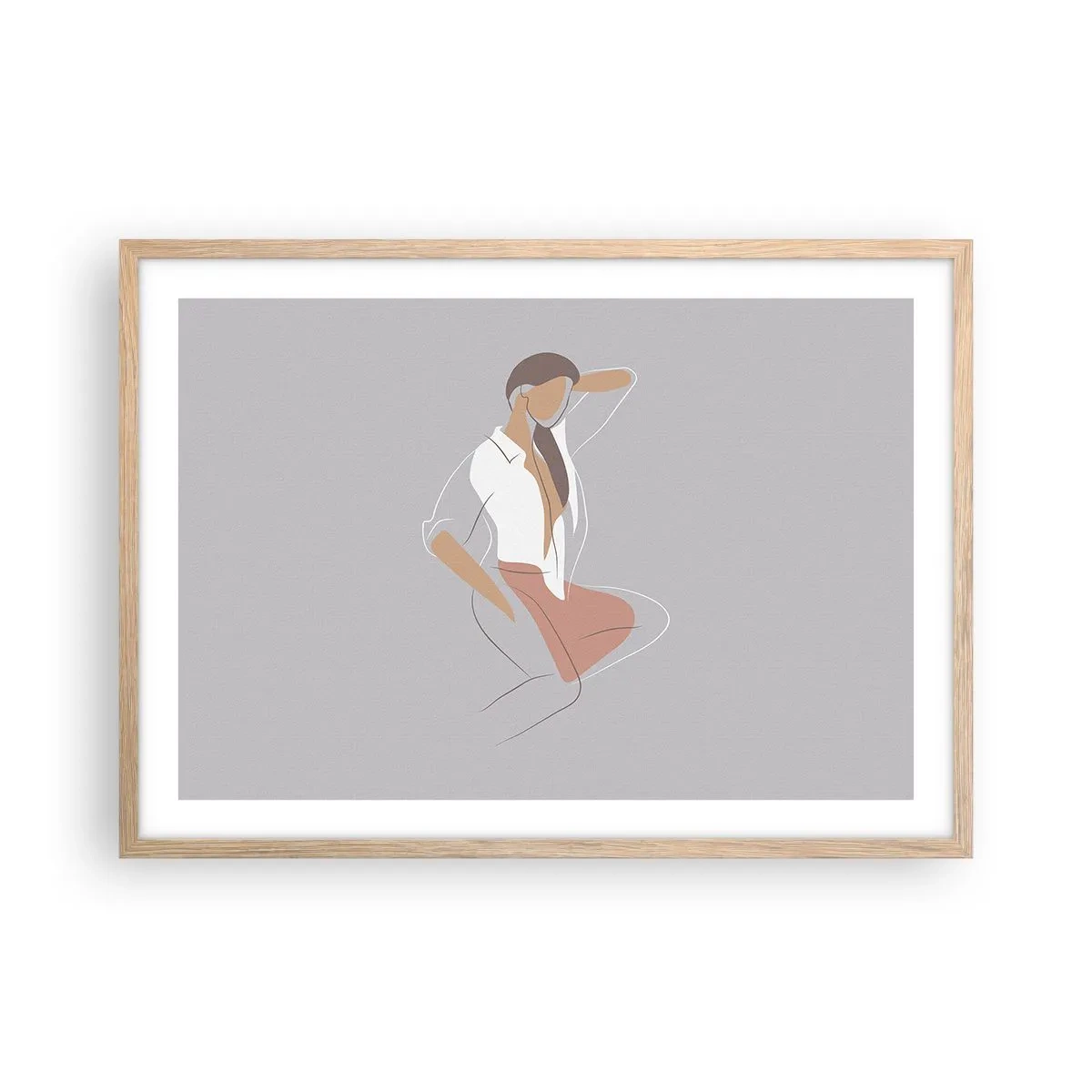 Poster in einem Rahmen aus heller Eiche - Umriss der Anmut - 70x50 cm