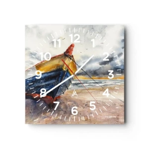 Wanduhr - Glasuhr - Erholung am Ufer - 40x40 cm