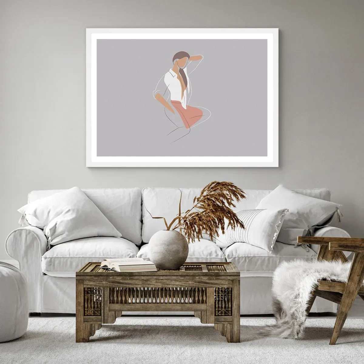 Poster in einem weißen Rahmen - Umriss der Anmut - 40x30 cm