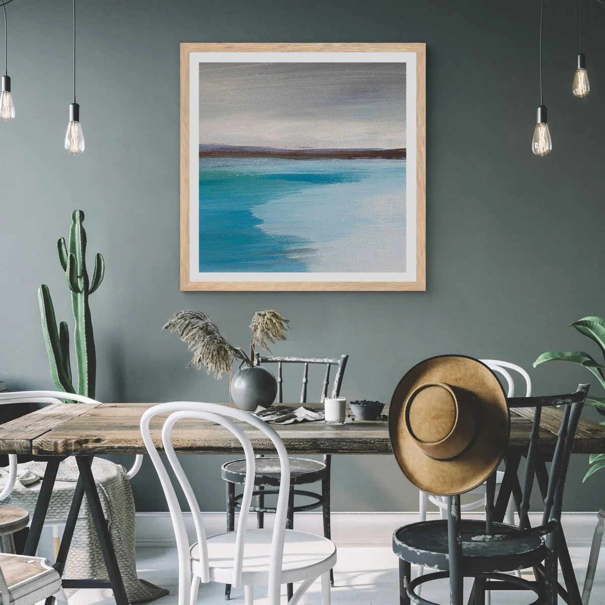 Poster in einem Rahmen aus heller Eiche - Horizontale Landschaft - 40x40 cm