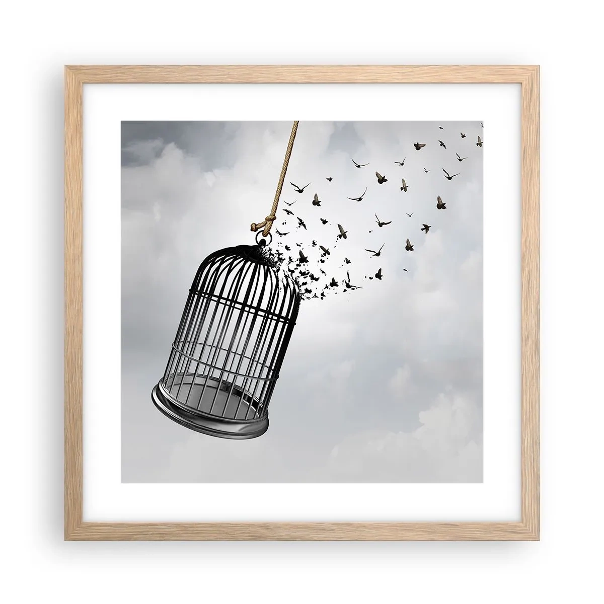 Poster in einem Rahmen aus heller Eiche - Glaube ... Hoffnung ... Freiheit! - 40x40 cm