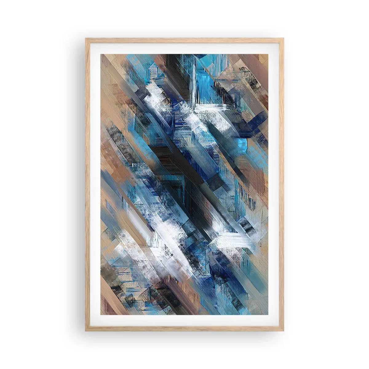 Poster in einem Rahmen aus heller Eiche - Auf einer blauen Diagonale - 61x91 cm