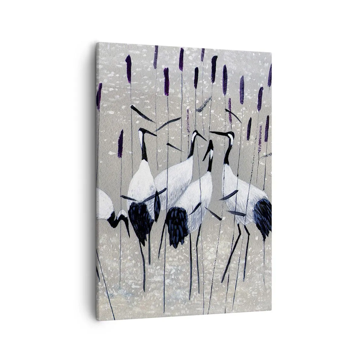 Bild auf Leinwand - Leinwandbild - Reiher im Gras vor einem friedlichen Hintergrund - 50x70cm - Unter ihren eigenen - Moderne Wanddekoration für Wohnzimmer und Schlafzimmer ARTTOR