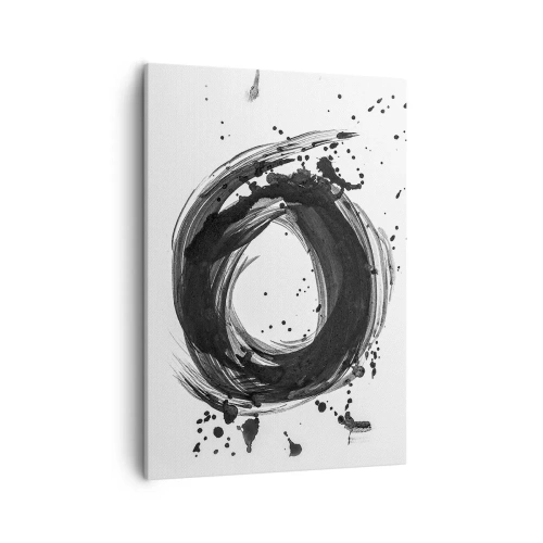 Bild auf Leinwand - Leinwandbild - Schwarze Abstraktion in Form eines Kreises auf weißem Hintergrund - 50x70cm - Der Wirbel der Schöpfung - Moderne Wanddekoration für Wohnzimmer und Schlafzimmer ARTTOR