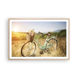 Poster in einem Rahmen aus heller Eiche - Ich bleibe eine Weile hier - 91x61 cm