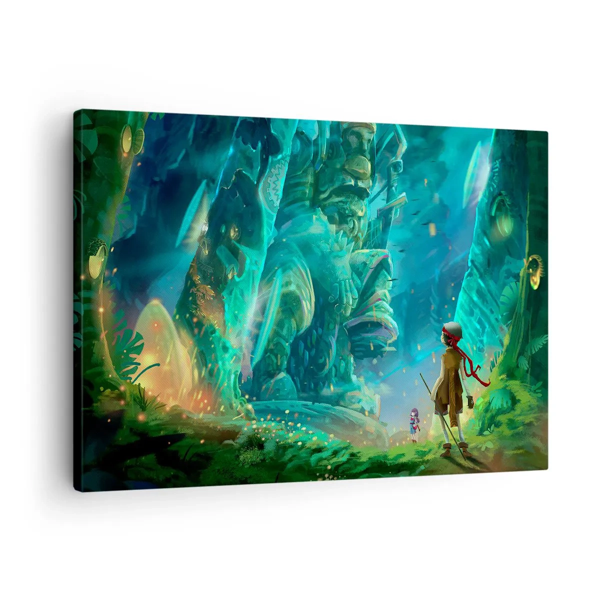 Bild auf Leinwand - Leinwandbild - Zauberwald mit Entdeckercharakter - 70x50cm - Aus dem großen Märchenbuch - Moderne Wanddekoration für Wohnzimmer und Schlafzimmer ARTTOR