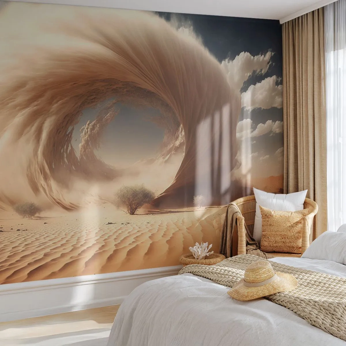 Fototapete Premium Canvas - Geöffnetes Portal - Sand, Wüste, Ein Sandsturm - 350x256 cm
