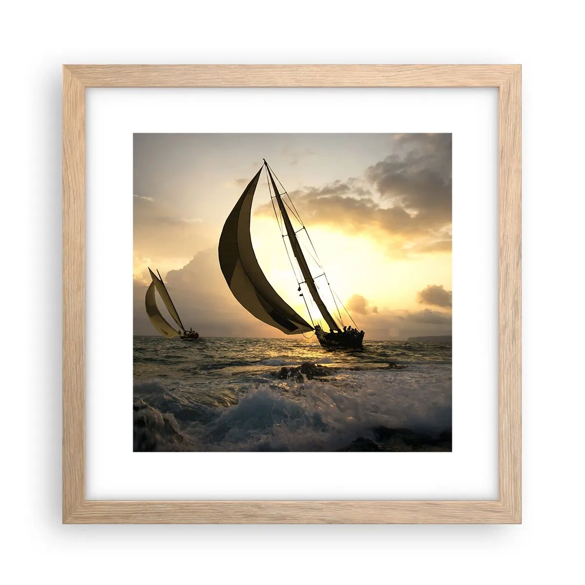 Poster in einem Rahmen aus heller Eiche - Mit dem Wind und gegen den Wind - 30x30 cm
