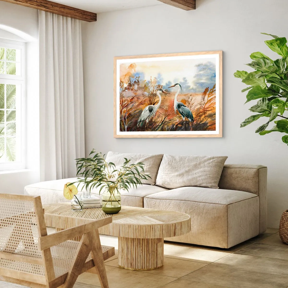 Poster in einem Rahmen aus heller Eiche - Wohin im Herbst? - 40x30 cm