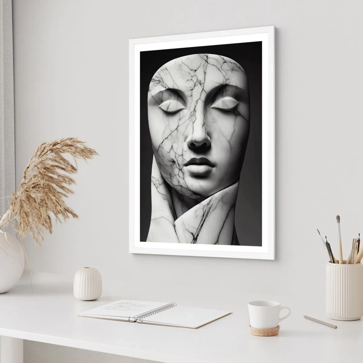 Poster in einem weißen Rahmen - Marmorformen - 50x70 cm