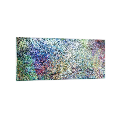 Glasbild - Bild auf glas - Abstrakte Komposition mit mehrfarbigen Linien und Texturen - 120x50cm - Es ist nicht so einfach - Moderne Wanddekoration für Wohnzimmer und Schlafzimmer ARTTOR