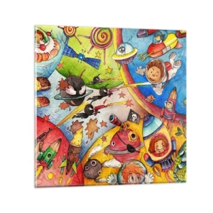 Glasbild - Bild auf glas - Tolles Weltraumabenteuer - 50x50 cm