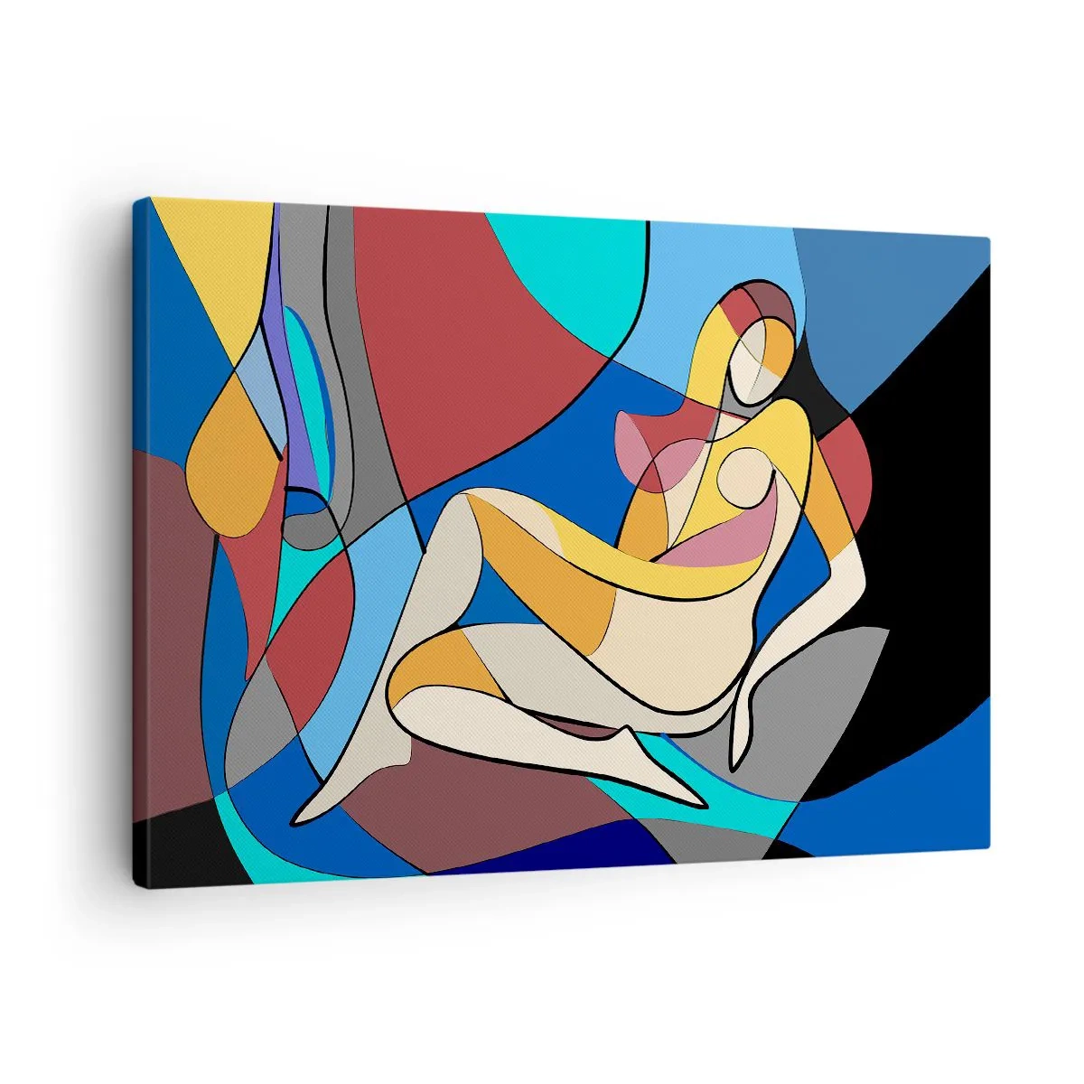 Bild auf Leinwand - Leinwandbild - Farbenfroher Akt im kubistischen Stil - 70x50cm - Kubistischer Akt - Moderne Wanddekoration für Wohnzimmer und Schlafzimmer ARTTOR
