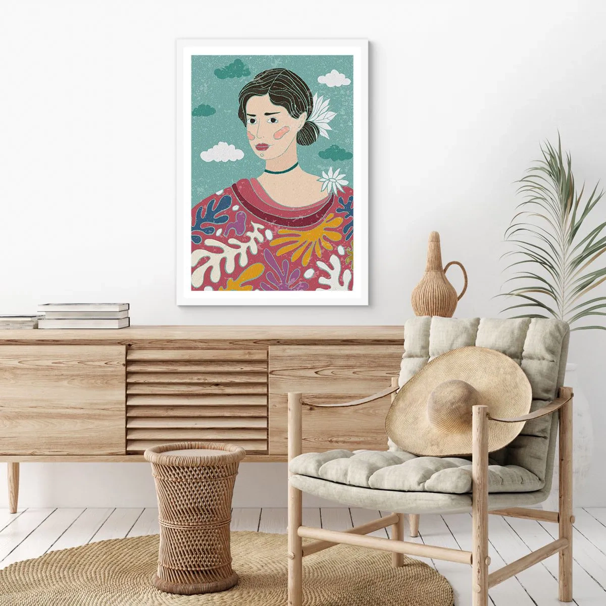 Poster in einem weißen Rahmen - Mit Melancholie im Blick - 70x100 cm