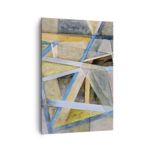 Bild auf Leinwand - Leinwandbild - Geometrische Komposition mit hellen und blauen Linien - 70x100cm - Gerade oder diagonal? - Moderne Wanddekoration für Wohnzimmer und Schlafzimmer ARTTOR