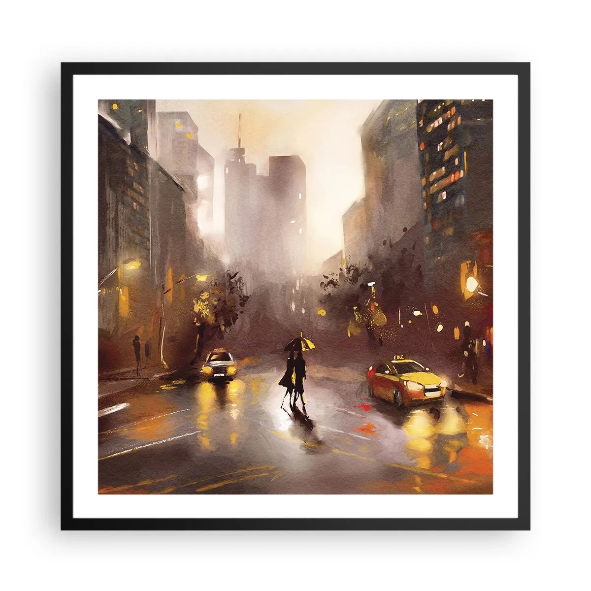 Poster in einem schwarzem Rahmen - Im Licht von New York - 60x60 cm