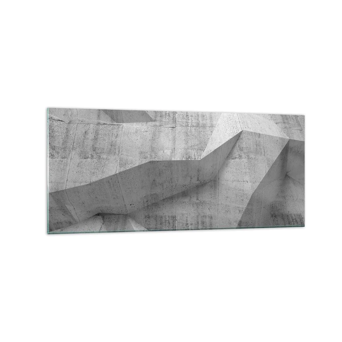 Glasbild - Bild auf glas - Geometrische Betonformen in Grau - 120x50cm - Eine echte Herausforderung - Moderne Wanddekoration für Wohnzimmer und Schlafzimmer ARTTOR