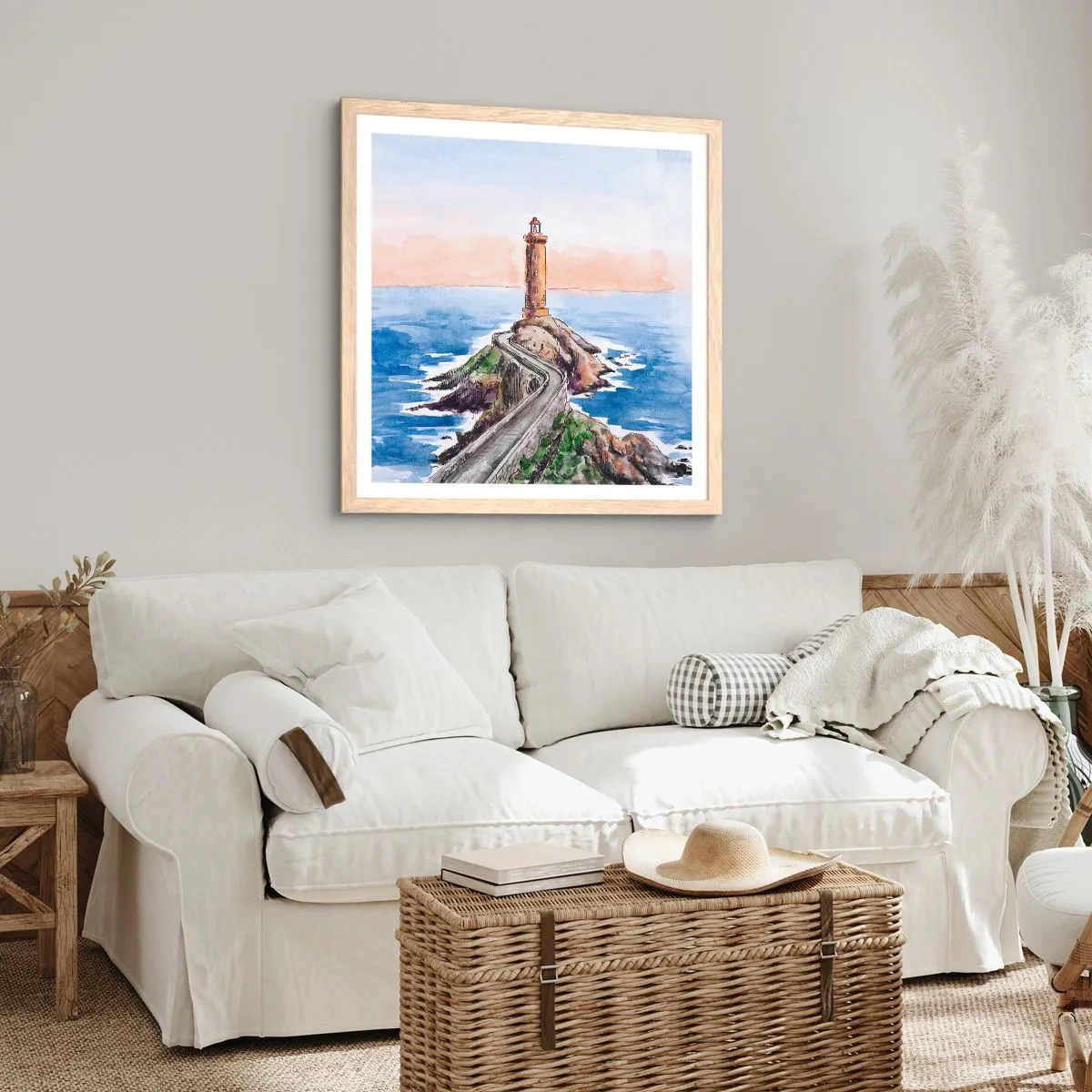 Poster in einem Rahmen aus heller Eiche - Dem Meer zugewandt - 40x40 cm