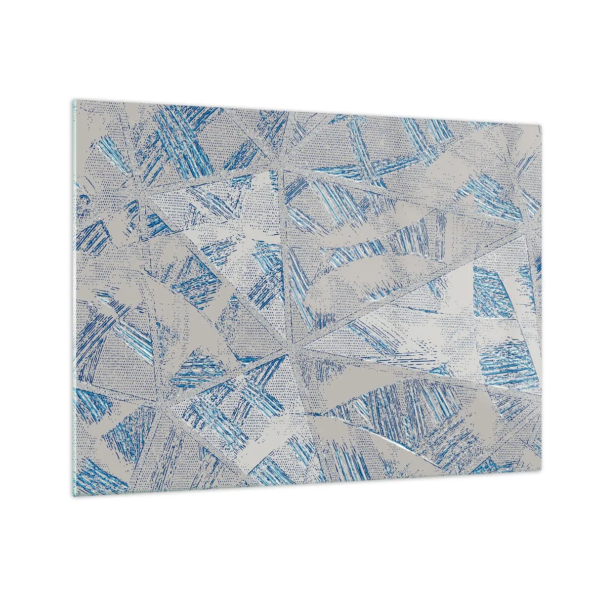 Glasbild - Bild auf glas - Geometrische Muster in Grau- und Blautönen - 70x50cm - In einem blaugrauen Labyrinth - Moderne Wanddekoration für Wohnzimmer und Schlafzimmer ARTTOR