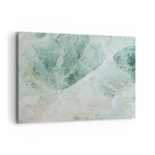 Bild auf Leinwand - Leinwandbild - Grüner Marmor mit zarten weißen Adern - 120x80cm - Edle Kälte des Steins - Moderne Wanddekoration für Wohnzimmer und Schlafzimmer ARTTOR