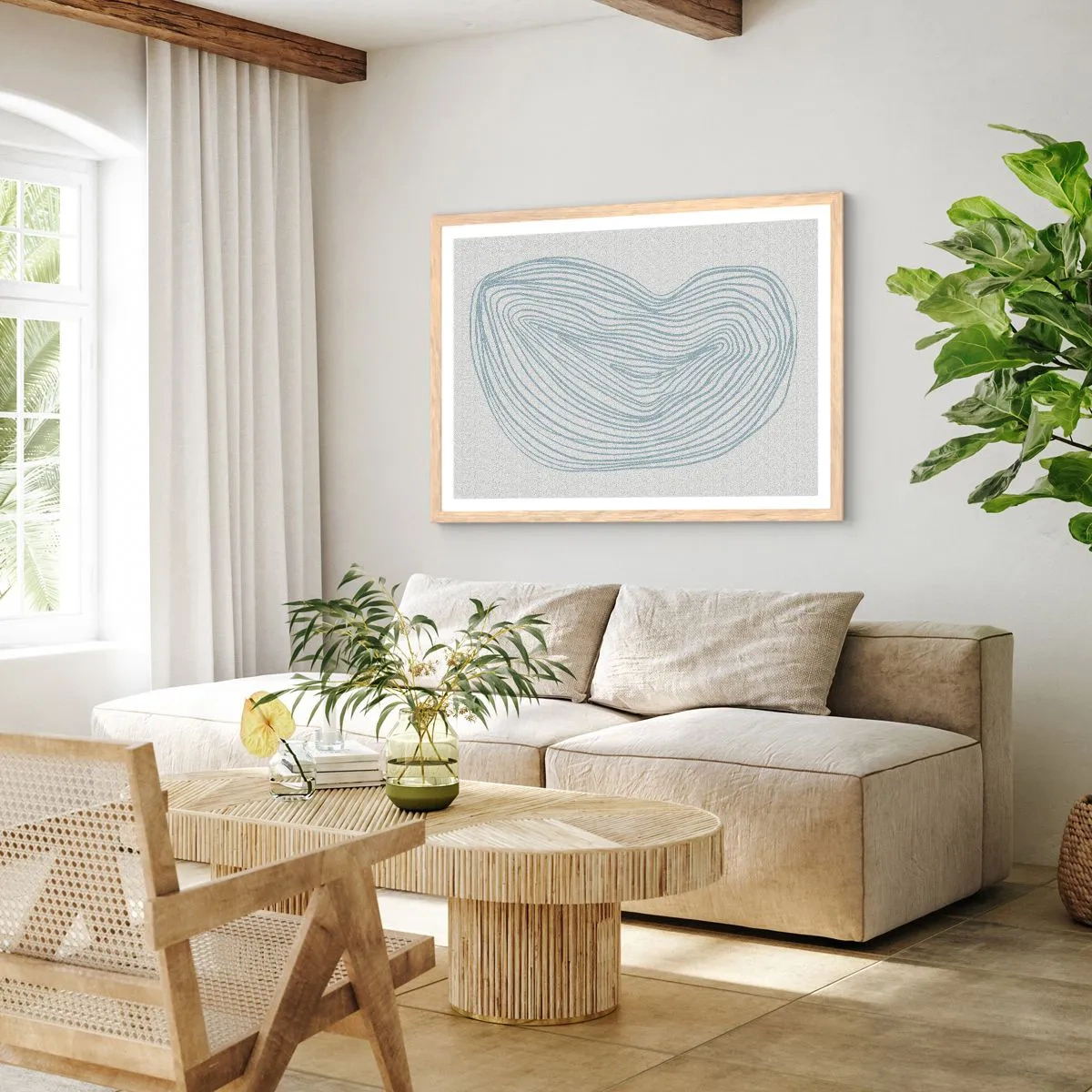 Poster in einem Rahmen aus heller Eiche - Das Lächeln der Wassertropfen - 70x50 cm