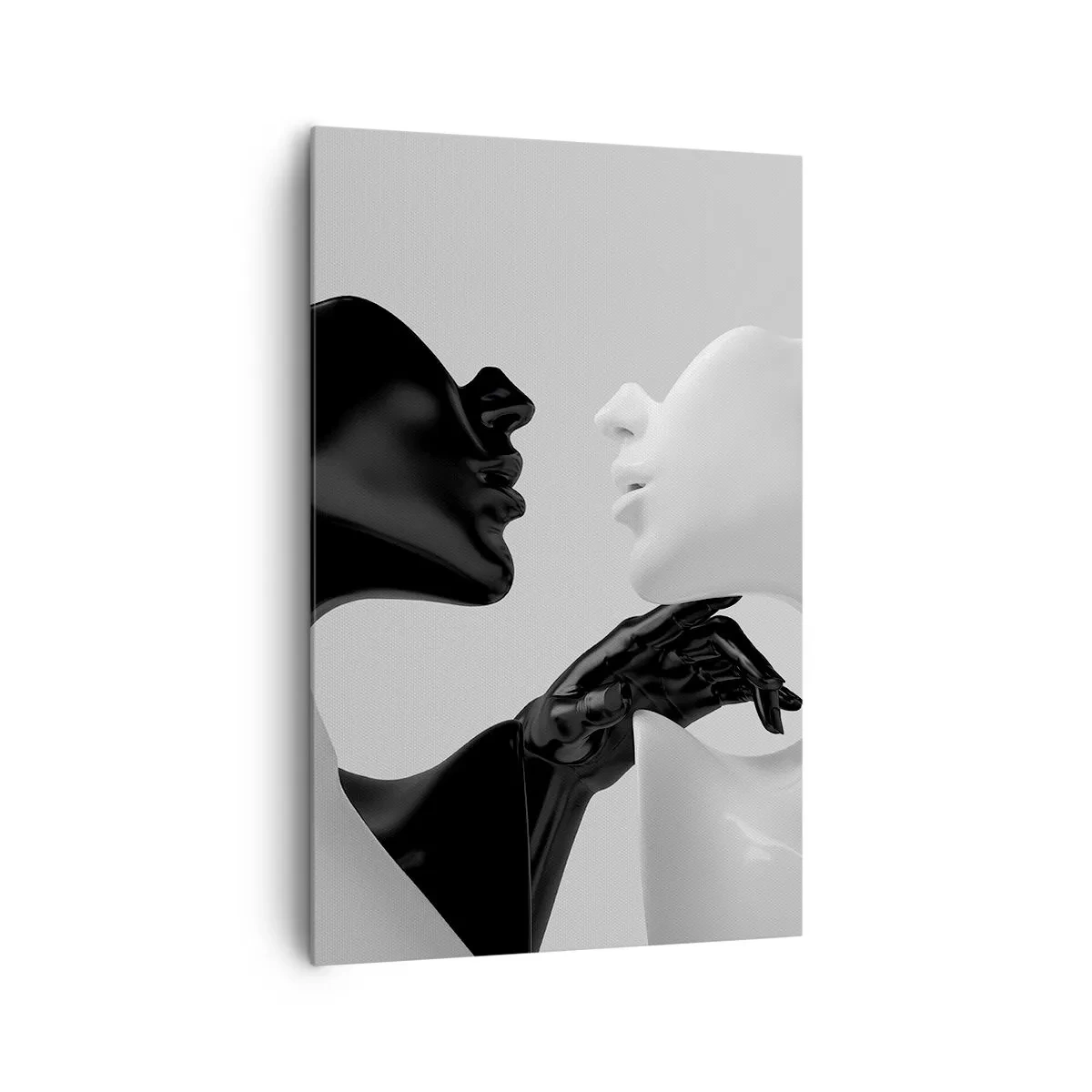 Bild auf Leinwand - Leinwandbild - Schwarz-weiße Silhouetten in dynamischer Nahaufnahme - 80x120cm - Anziehung - Begierde - Moderne Wanddekoration für Wohnzimmer und Schlafzimmer ARTTOR