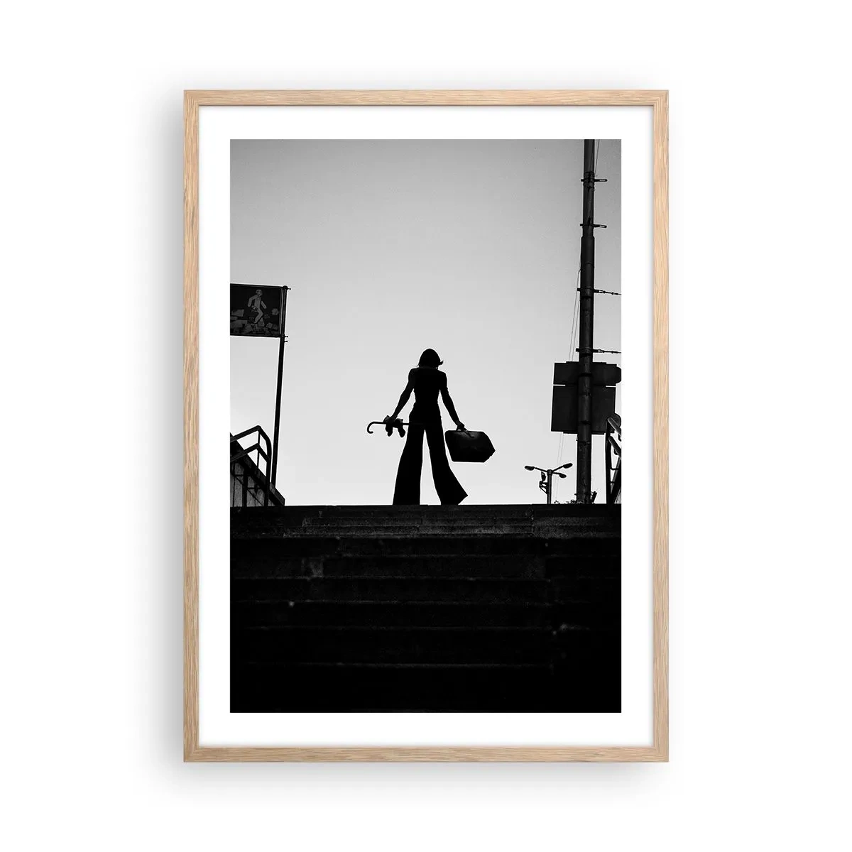 Poster in einem Rahmen aus heller Eiche - Städtisches Wandern - 50x70 cm