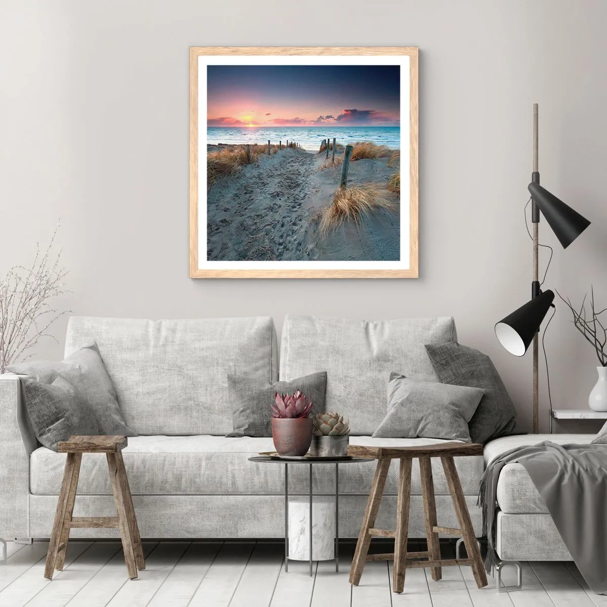 Poster in einem Rahmen aus heller Eiche - Du hast einen Regenbogen aus strahlendem Licht verschüttet ... - 40x40 cm