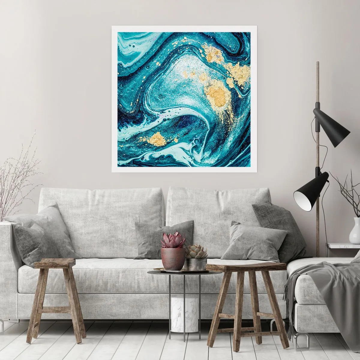 Poster - Blauer Wirbel - 60x60 cm