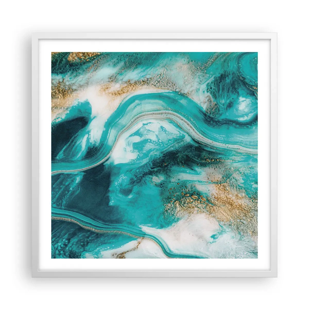 Poster in einem weißen Rahmen - Der Fluss aus Gold - 60x60 cm