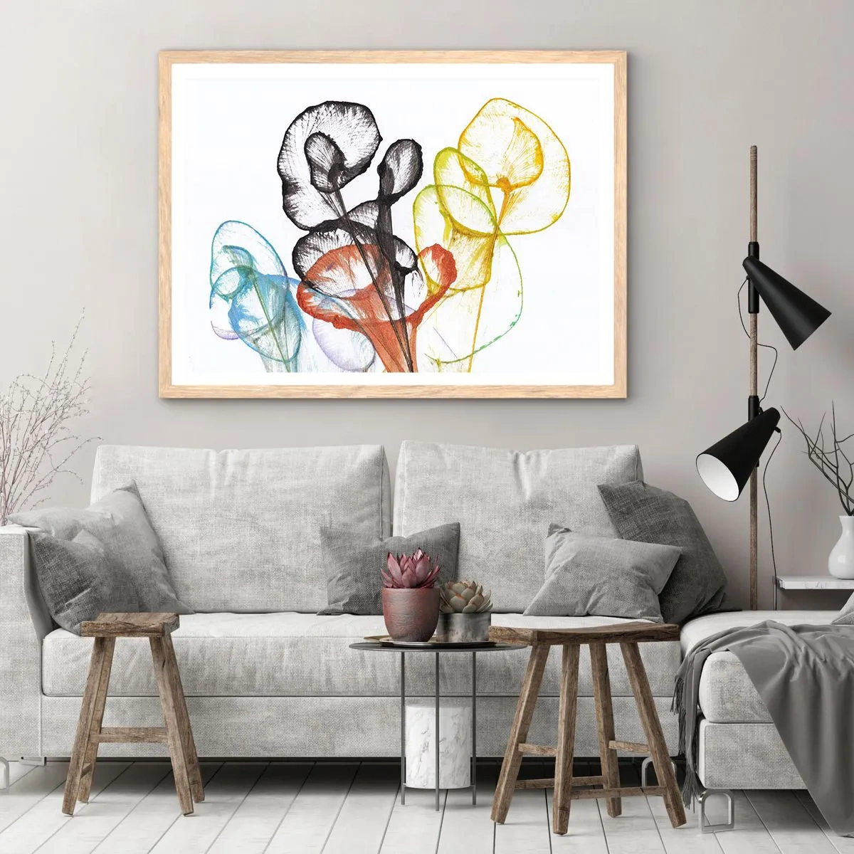 Poster in einem Rahmen aus heller Eiche - Blumen mit Seele - 40x30 cm