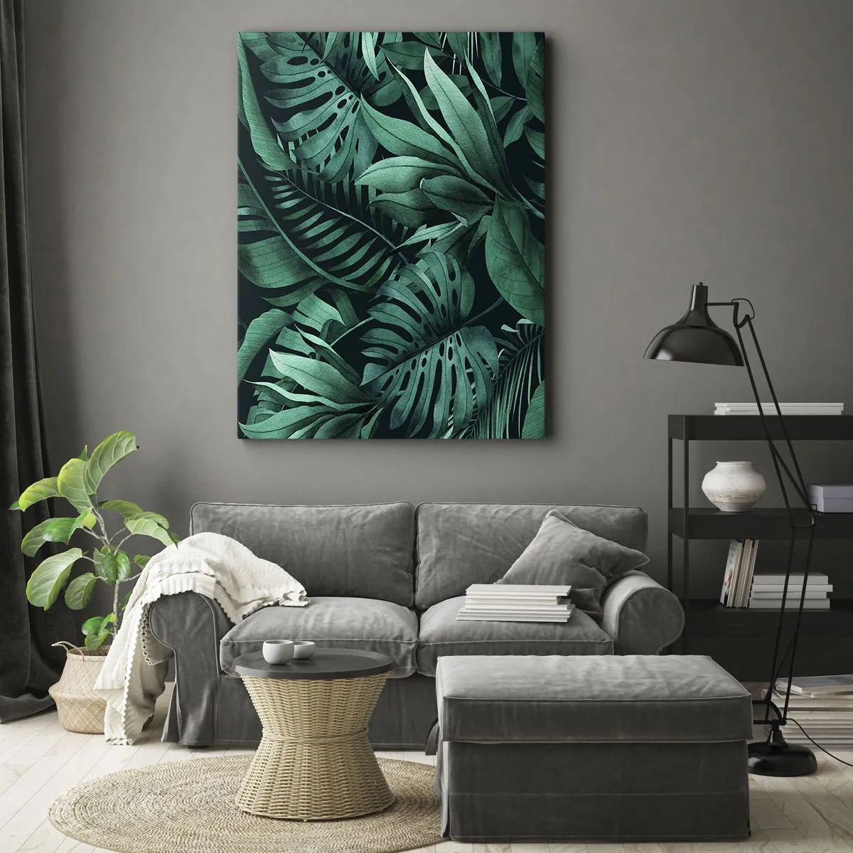 Bild auf Leinwand - Leinwandbild - Die Tiefe des tropischen Grüns - 55x100 cm