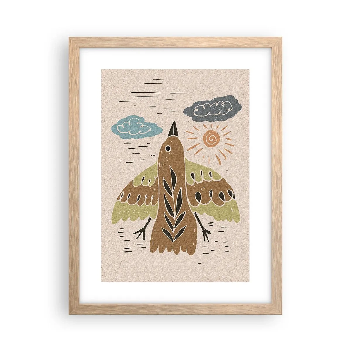 Poster in einem Rahmen aus heller Eiche - Guten Flug - 30x40 cm